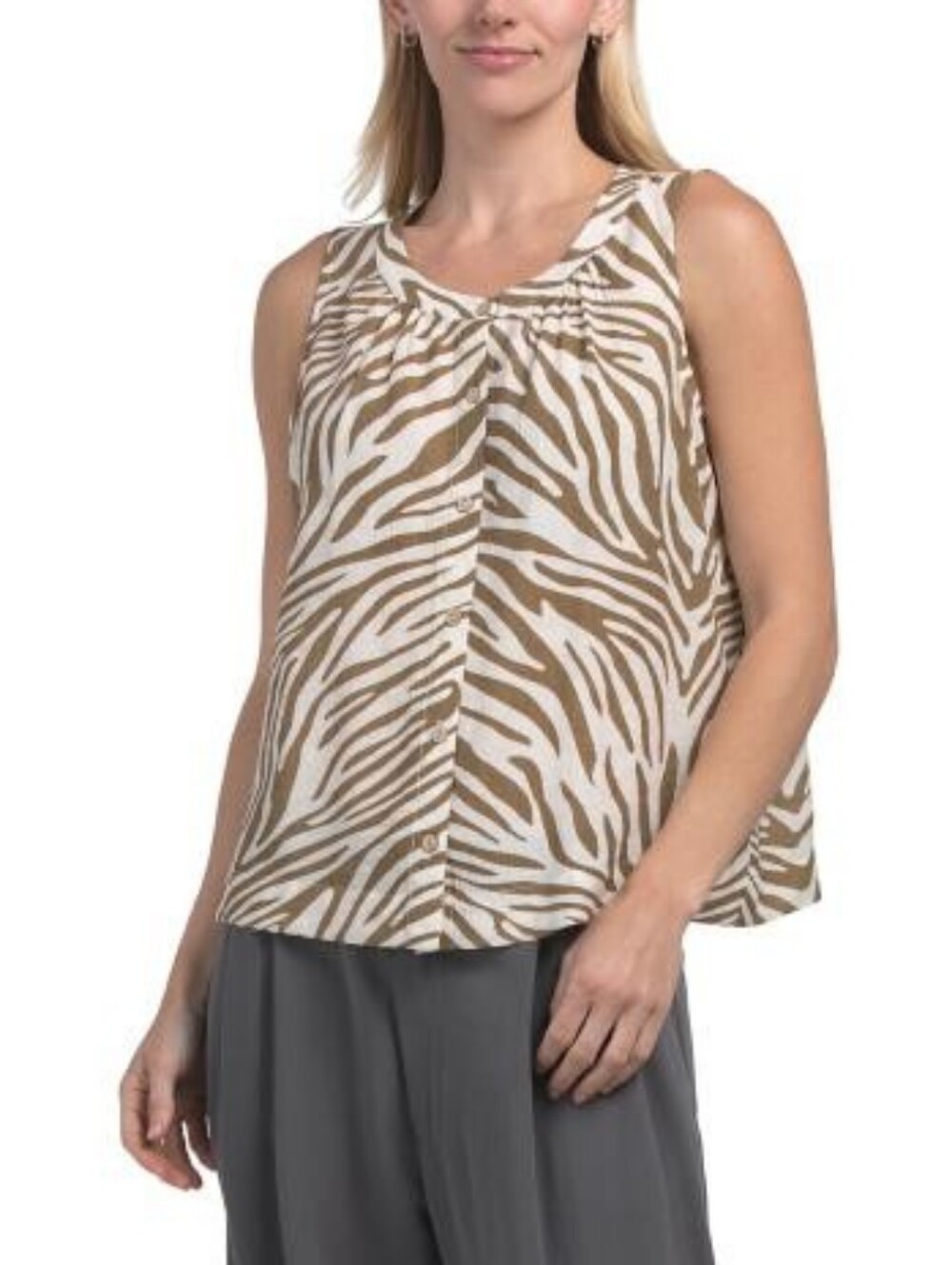 Rose & Olive Zebra Print Tank Blouse